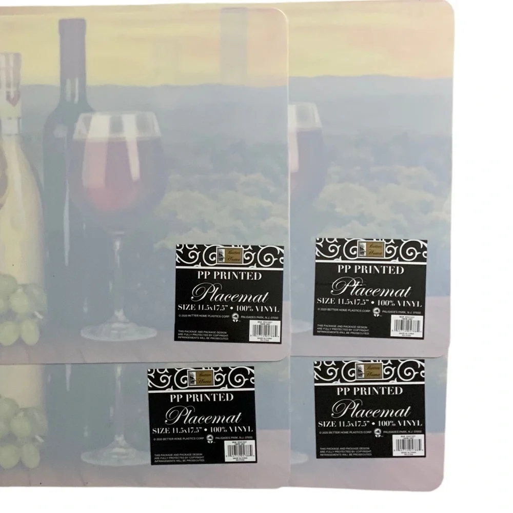 Placemats Wine Theme Print Indoor Outdoor Rectangle Scenic Landscape Set of 4